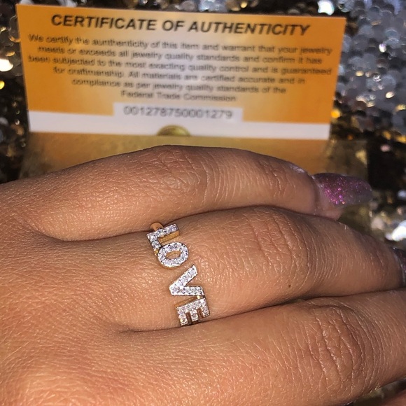 10k solid gold real diamond Love ring for women, Not Plated! free Appraisal sale - Picture 5 of 11